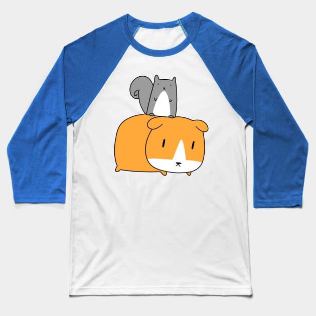 Squirrel and Guinea Pig Baseball T-Shirt by saradaboru